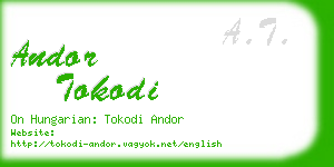 andor tokodi business card